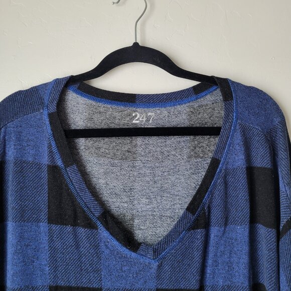 Maurices 24/7 Blue Plaid Long Sleeve Blouse - Picture 4 of 6